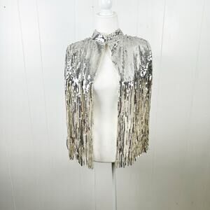 NWT Mint Velvet Champagne Sequin Mini Cape S